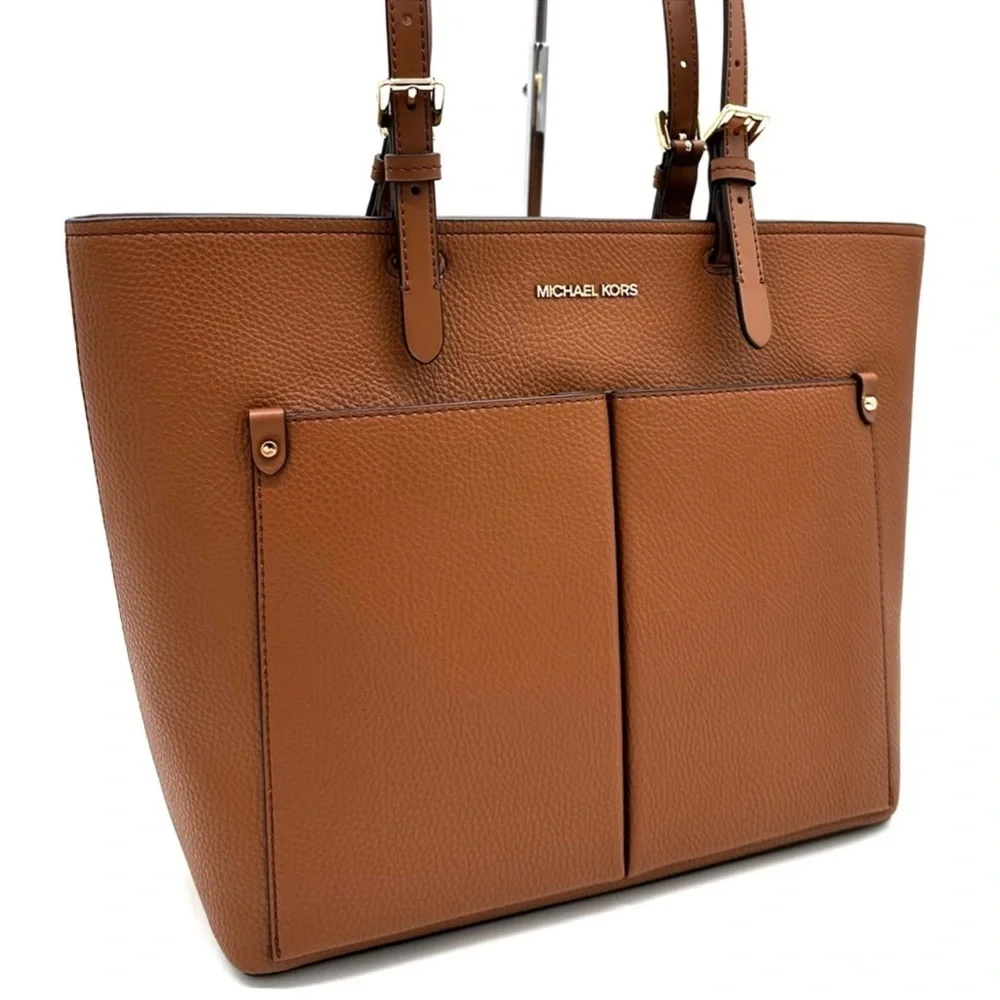 Michael Kors Jet Set Medium Pocket Tote Bag Luggage Brown